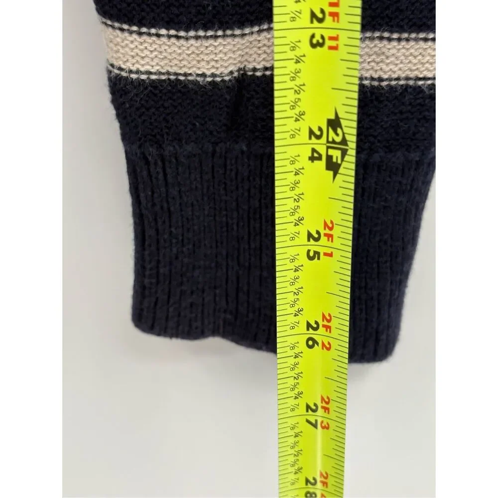 Banana Republic Sweater‎ Shawl Collar Men Medium Navy Blue Striped Long Sleeve